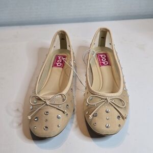 Pop Cardio Nude Ballet Flat Rhinestone Size 6
